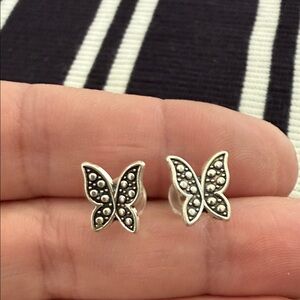 Elegant Silver Butterfly Stud Earrings